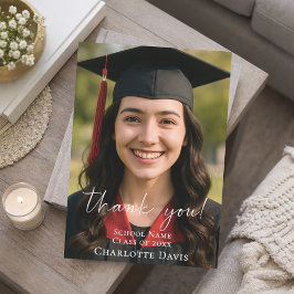 Modern script photo Graduation Tack Kort