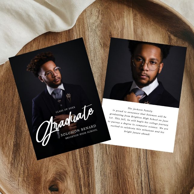 Modern Script Photo High School Graduation  Meddelande (Skapare uppladdad)