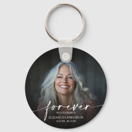 Modern Script Photo Memorial Forever in our Hearts Nyckelring