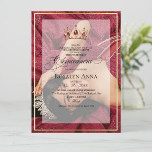 Modern Script Photo Prinsessa Quinceañera Inbjudningar