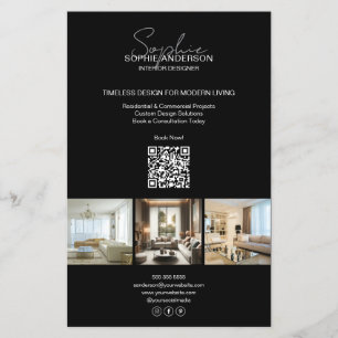 Modern Script Photo QR Black Professionell Busines Flygblad