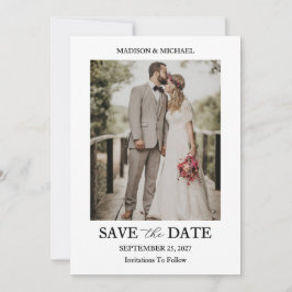 Modern Script Photo Wedding Save The Date Inbjudningar