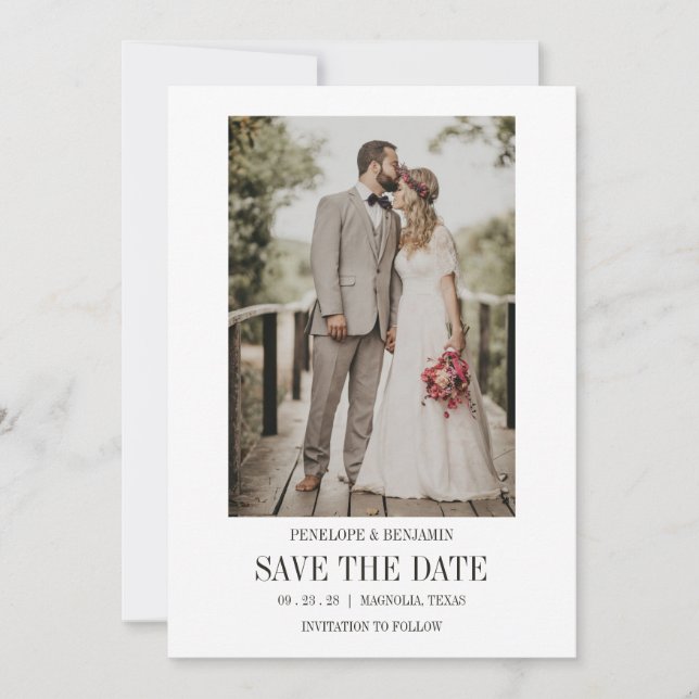 Modern Script Photo Wedding Save The Date Inbjudningar (Framsida)
