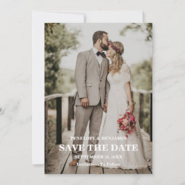 Modern Script Photo Wedding Save The Date Inbjudningar