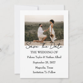 Modern Script Photo Wedding Save The Date Inbjudningar