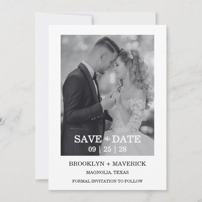 Modern Script Photo Wedding Save The Date Inbjudningar (Framsida)