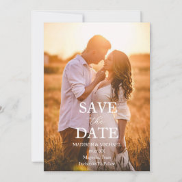 Modern Script Photo Wedding Save The Date Inbjudningar