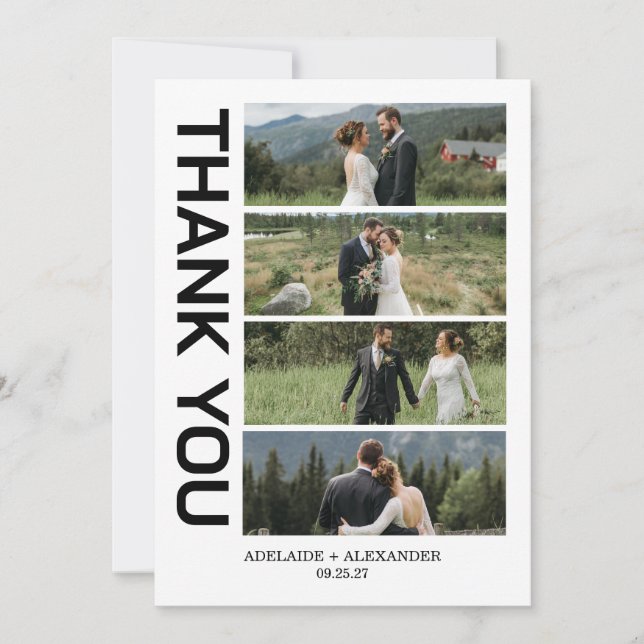 Modern Script Photo Wedding Tack Kort (Framsida)