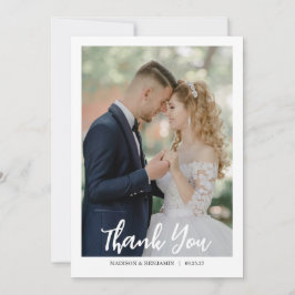 Modern Script Photo Wedding Tack Kort