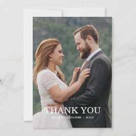Modern Script Photo Wedding Tack Kort