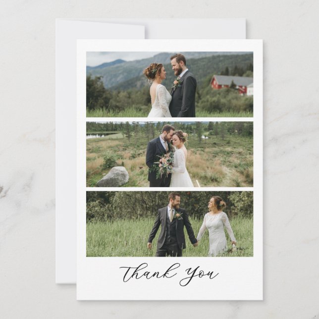 Modern Script Photo Wedding Tack Kort (Framsida)