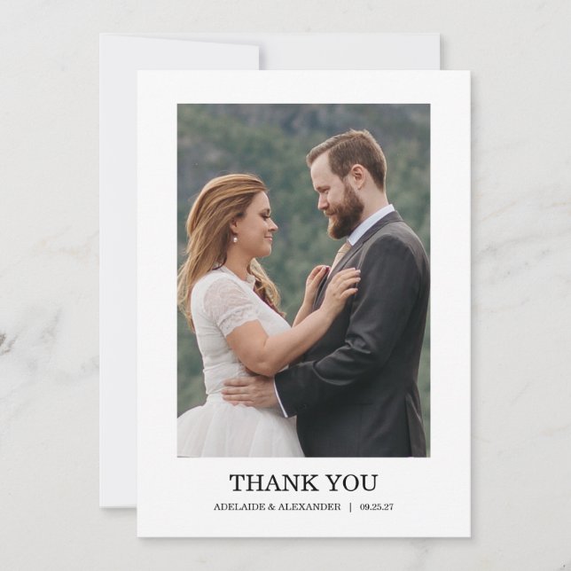 Modern Script Photo Wedding Tack Kort (Framsida)