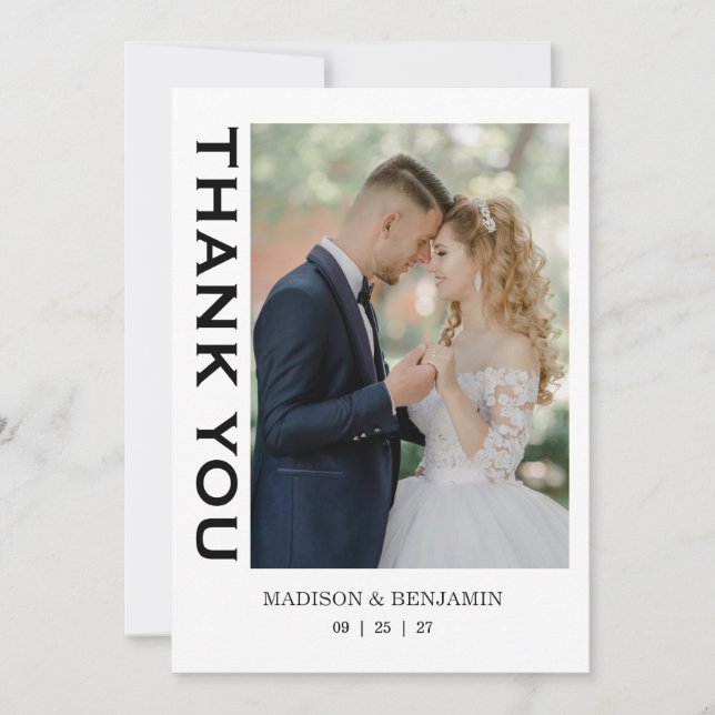 Modern Script Photo Wedding Tack Kort (Framsida)