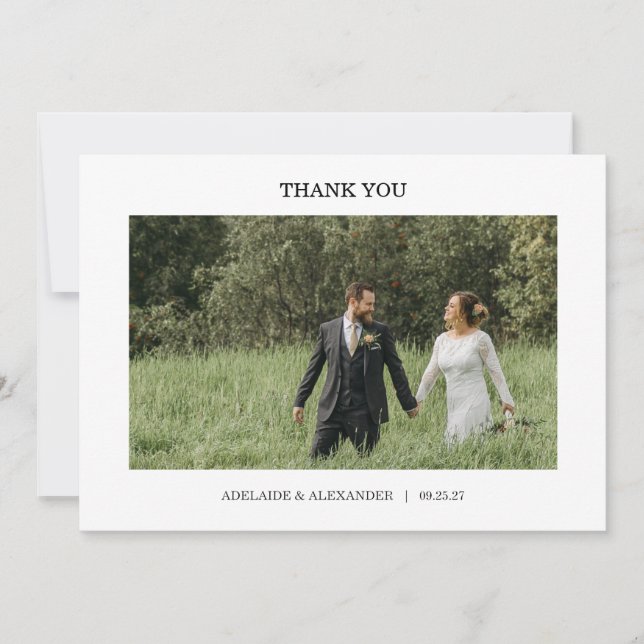 Modern Script Photo Wedding Tack Kort (Framsida)