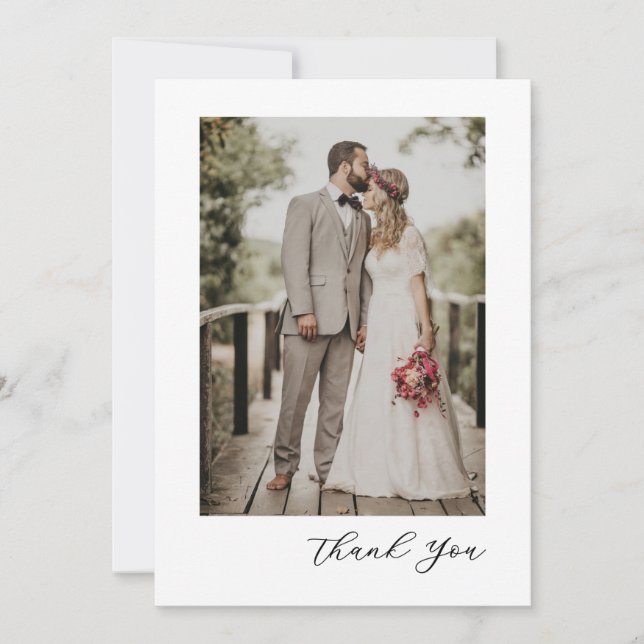 Modern Script Photo Wedding Tack Kort (Framsida)
