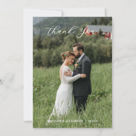 Modern Script Photo Wedding Tack Kort