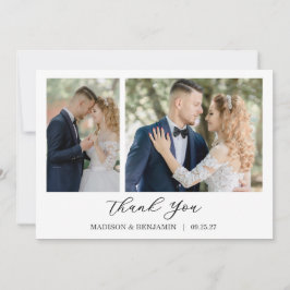 Modern Script Photo Wedding Tack Kort