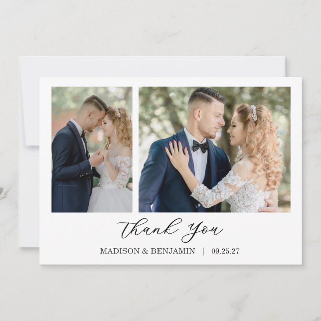Modern Script Photo Wedding Tack Kort (Framsida)