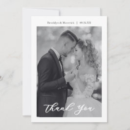 Modern Script Photo Wedding Tack Kort