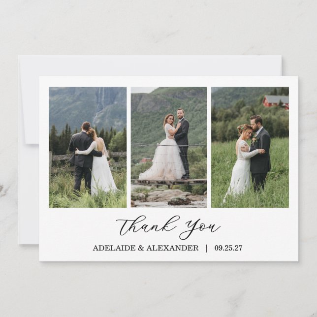 Modern Script Photo Wedding Tack Kort (Framsida)