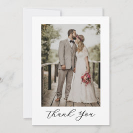 Modern Script Photo Wedding Tack Kort