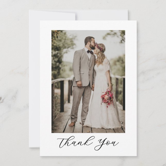 Modern Script Photo Wedding Tack Kort (Framsida)