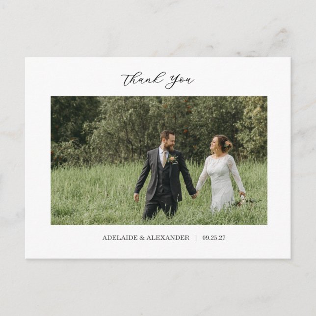 Modern Script Photo Wedding Vykort (Framsida)