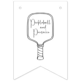 Modern Script Pickleball & Prosecco Bröllopsdusch Vimplar