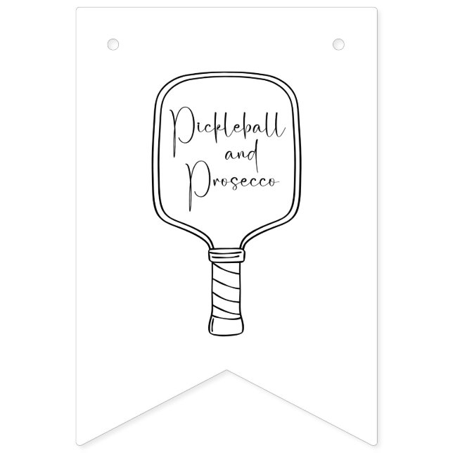 Modern Script Pickleball & Prosecco Bröllopsdusch Vimplar (Åttonde flaggan)