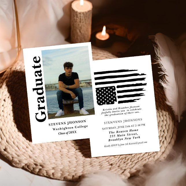 Modern script Police photo graduation invitation Inbjudningar (Skapare uppladdad)