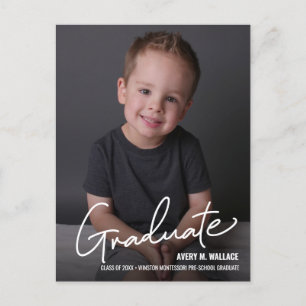 Modern Script Preschool Student med Photo Meddelande Vykort