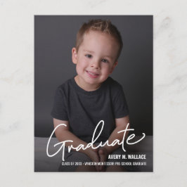 Modern Script Preschool Student med Photo Meddelande Vykort
