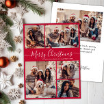 Modern Script Red 5 Photo Collage jul Julkort<br><div class="desc">Modern Elegant Calligraphy Red 5 Photo Collage God jul Script Helgdag Card. Den här snygga, minimalistiska, enkla, vismliknande, fem (5) fotokortmallen Julhälsningar en söt-rutnätsfotokollage och säger "God jul"! Texten "God jul" hälsning är skriven i ett handskript som snabbt byts ut mot svan typpografi eller kalligrafiskript i rött mot vit färg-bakgrund....</div>