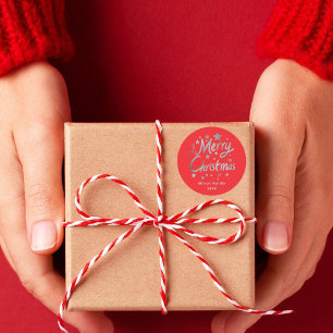 Modern Script Red God jul Anpassningsbar Runt Klistermärke