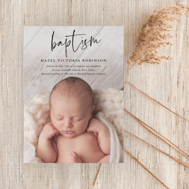 Modern Script Religiöst Dop Inbjudningar (Skapare uppladdad)