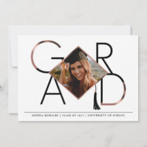 Modern Script Ro Guld Tassel Grad Photo Collage