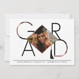 Modern Script Ro Guld Tassel Grad Photo Collage Inbjudningar