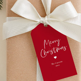 Modern Script Röd jul  Presentetikett