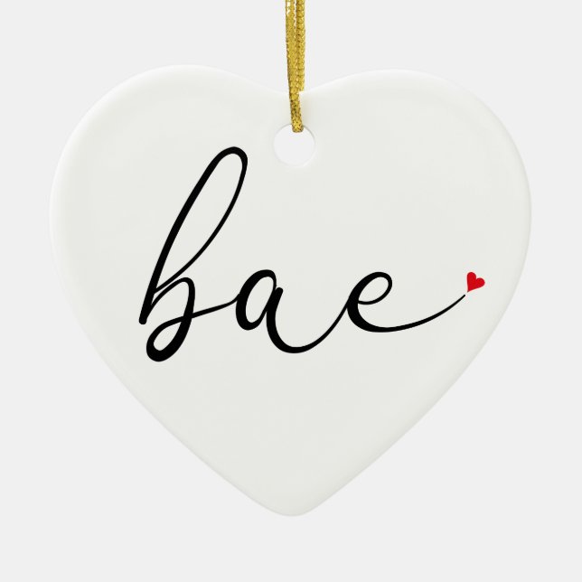 Modern Script Röda Kärlekshjärta Bae Definition Julgransprydnad Keramik (Framsidan)