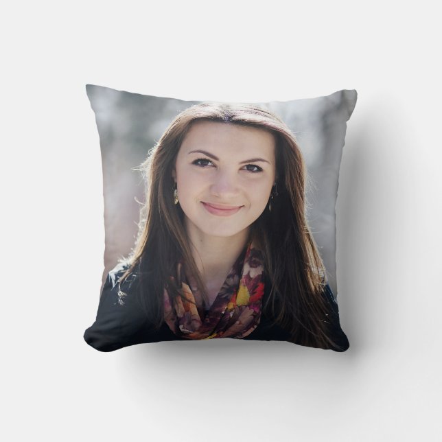 Modern Script Rosa White Rand Studenten-foto Kudde (Framsida)