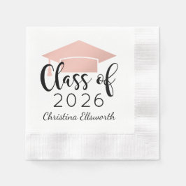 Modern Script Rose Gold 2026 Examenstårtor Pappersservett