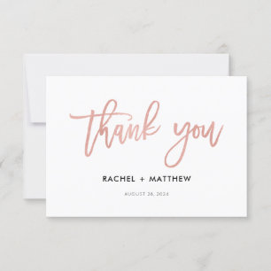Modern Script Rose Gold Glam Platt Tackkort Tack Kort