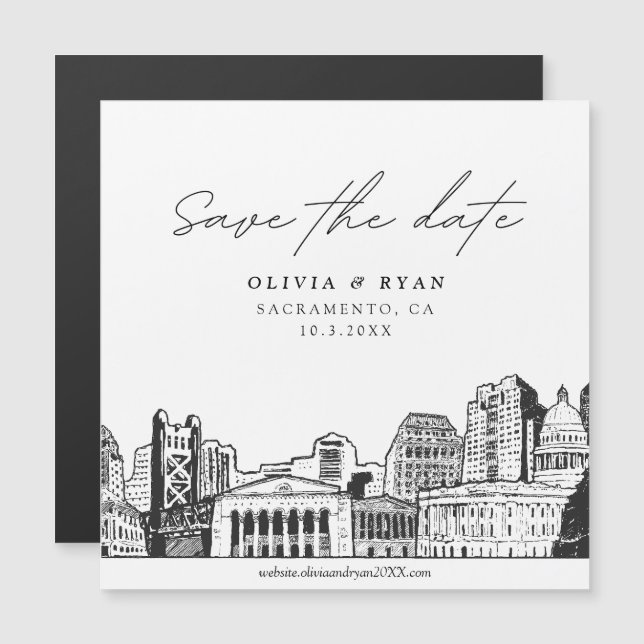 Modern Script Sacramento Spara datum magneter (Fram/baksida)