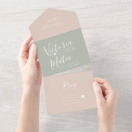 Modern Script Sage Blush Rosa Bröllop 