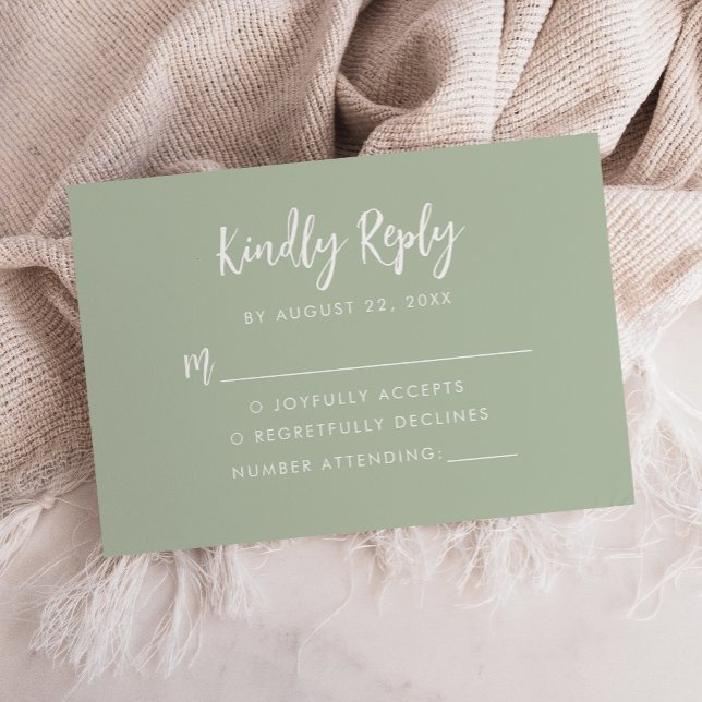 Modern Script Sage Green Wedding OSA Kort (Skapare uppladdad)
