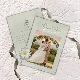 Modern Script Sage Green Wedding Thank You Card Tack Kort