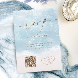 Modern Script Sand Hearts QR-kod Beach Bröllop OSA Kort