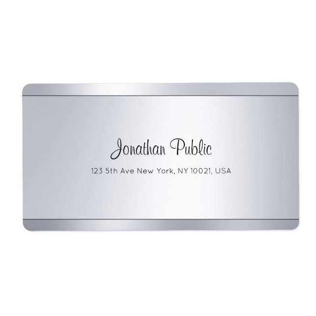 Modern Script Silver Glam Cool Shipping Address Fraktsedel (Framsidan)