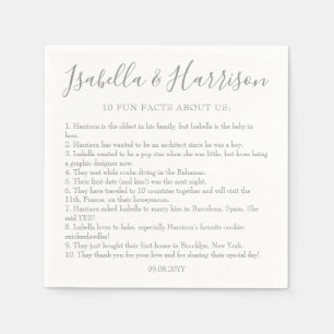 Modern Script Silver Roligt Facts Bröllop Napkins Pappersservett