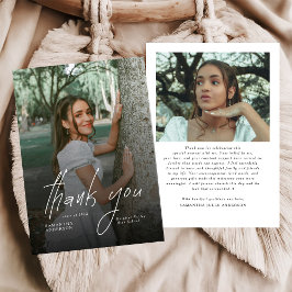 Modern Script Simple Photo Graduation  Tack Kort